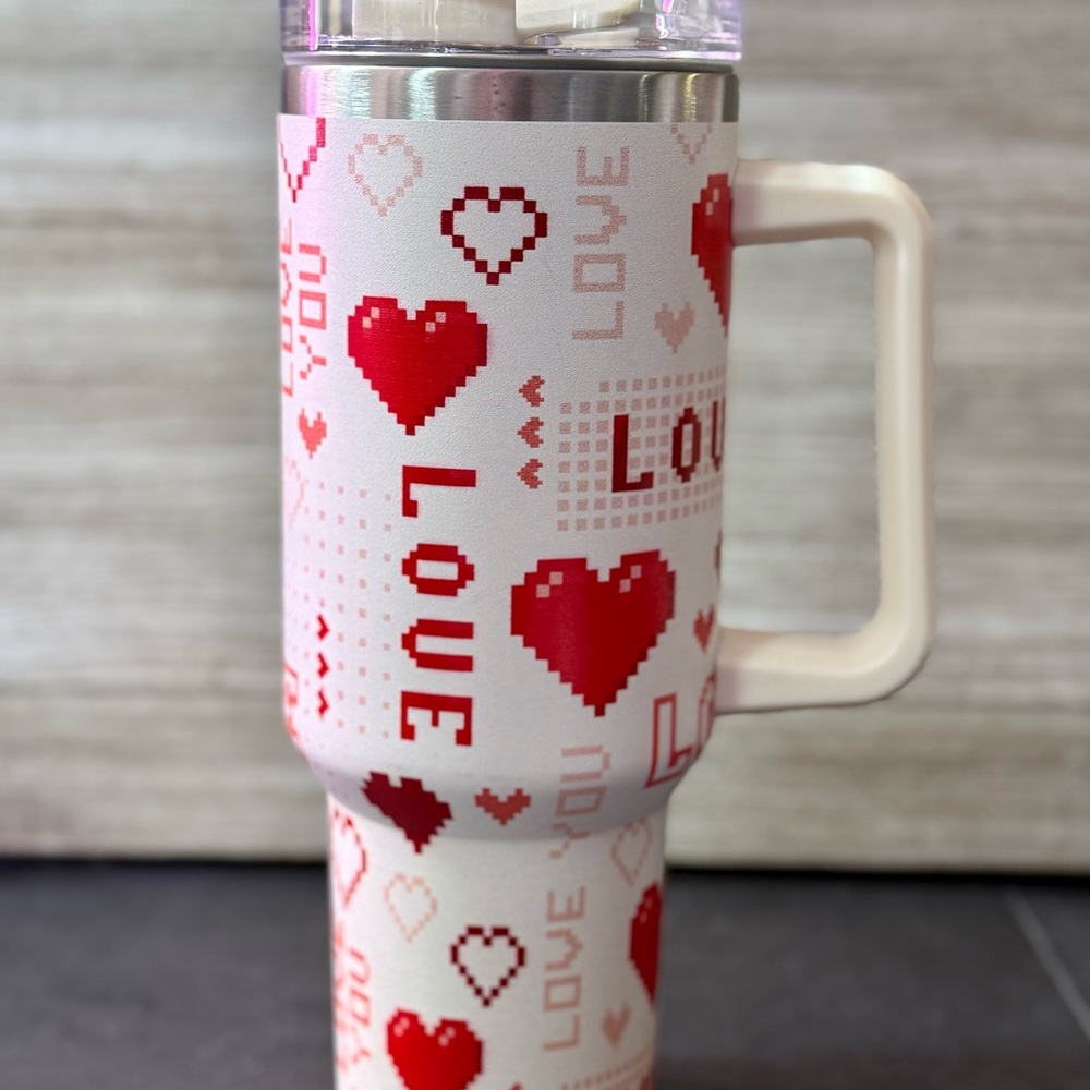 Love Themed Travel Mug with Handle